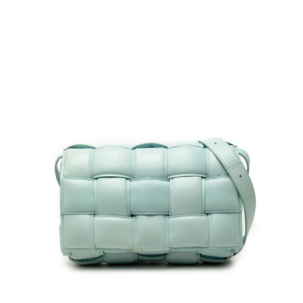 Bottega Veneta Maxi Intrecciato Padded Cassette Crossbody Bag Blue Leather
